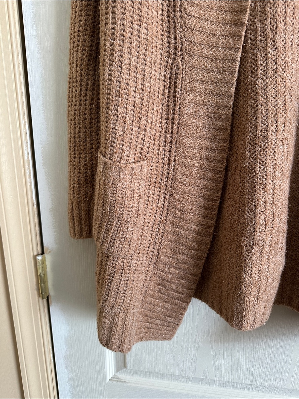 Cozy warm bear BROWN /Open-Front Women's Cardigan Sweater - with Front pockets - Picture 4 of 5
